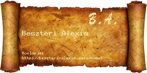 Beszteri Alexia névjegykártya
